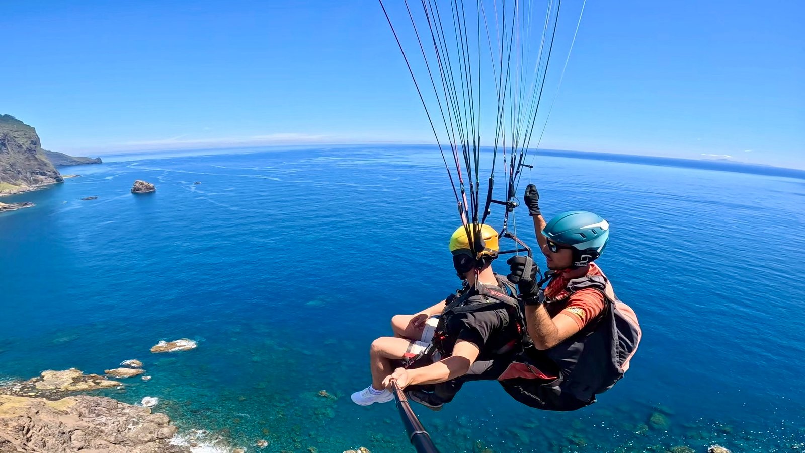 Paragliding above Madeira island